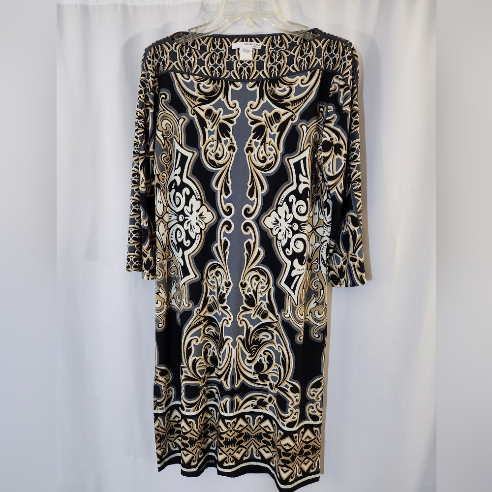 Studio One New York Elegant Black and Gold Patterned Dress